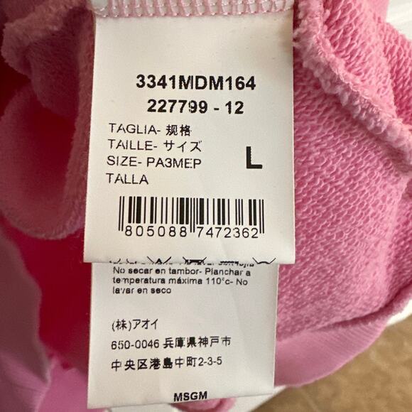 Pink MSGM 100% Cotton Sweatshirt Large Made in Italy - Picture 4 of 8